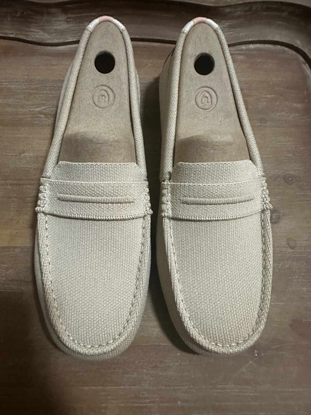 Knit Penny Slip-On Loafers in Cream — Women’s Comfortable Flats